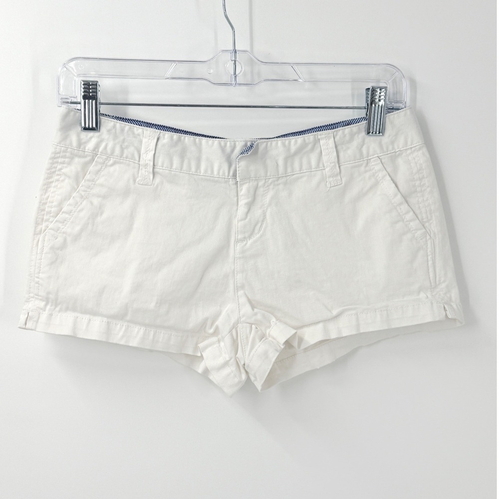 vtg y2k Aeropostale micro mini Shorts Womens sz 1/2 White Low Rise Chino preppy